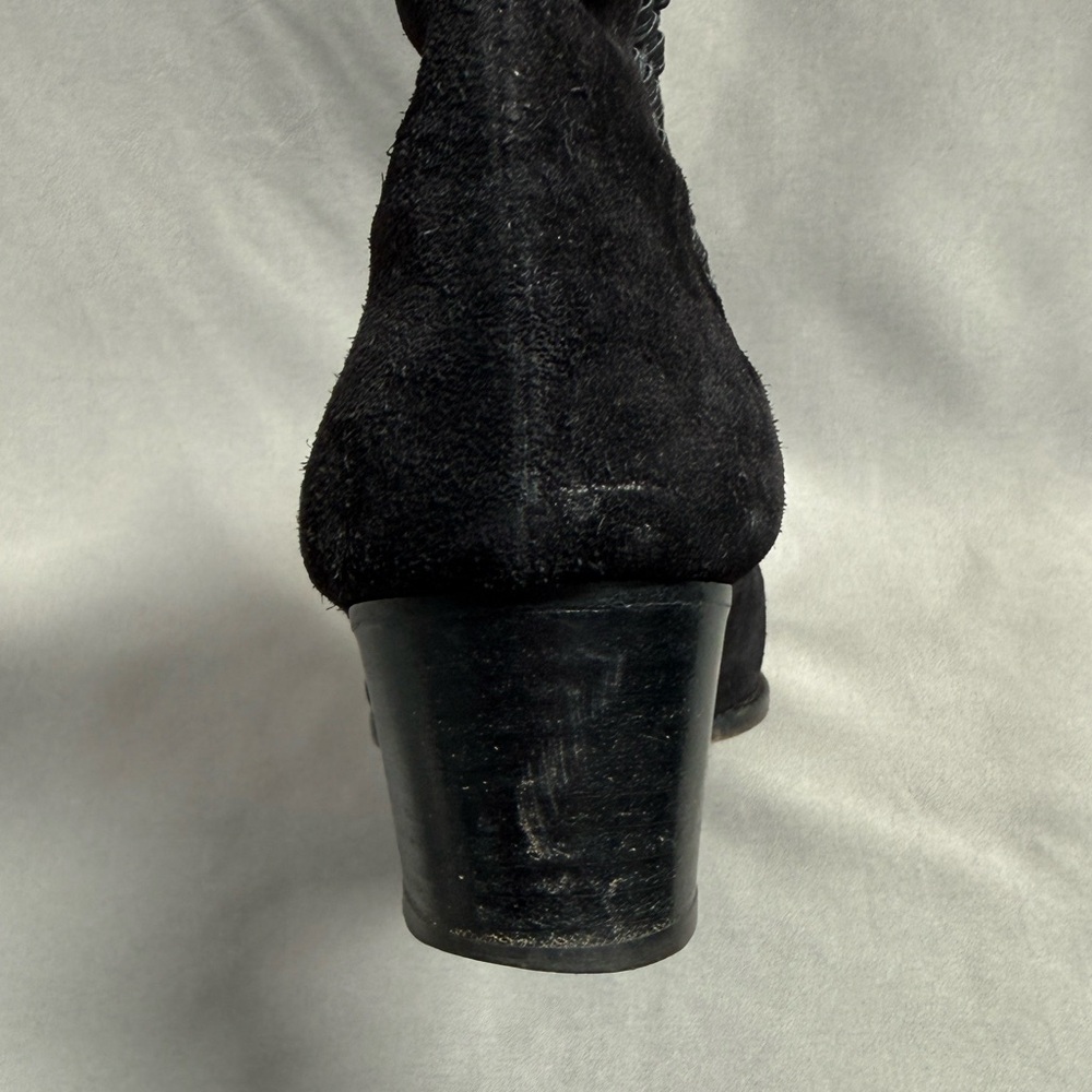 Vintage Bottega Veneta Suede Intrecciato Black Booties 6.5 Slip On Chelsea Boots - Picture 10 of 16